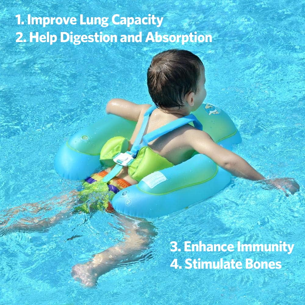 SwFoer Baby Pool Float with Canopy Baby Float Infant Swimming Pool Float Sun Protection Skin-Friendly, Blue