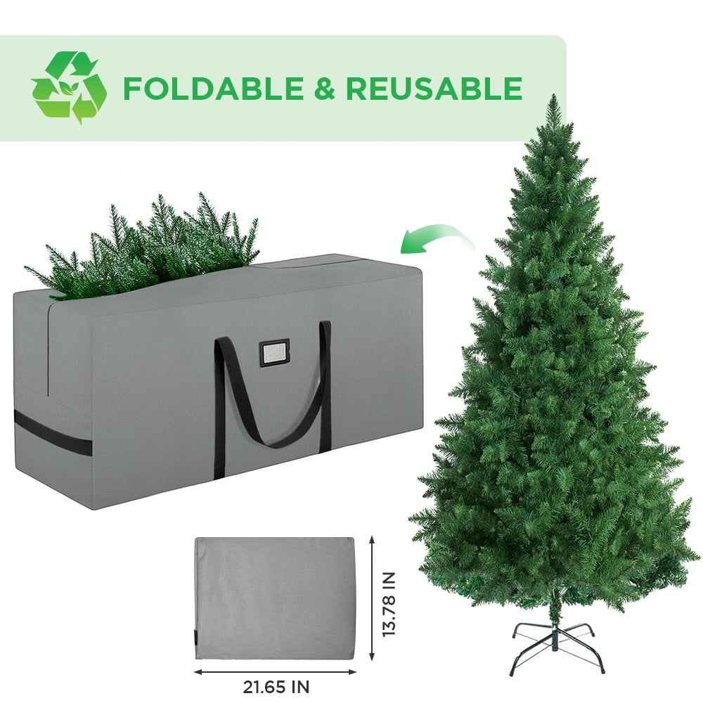 Christmas Tree Storage Bag Stores 7.5 ft Artificial Xmas Holiday Tree,Waterproof Christmas Bags with Reinforced Handles and Zipper, Grey