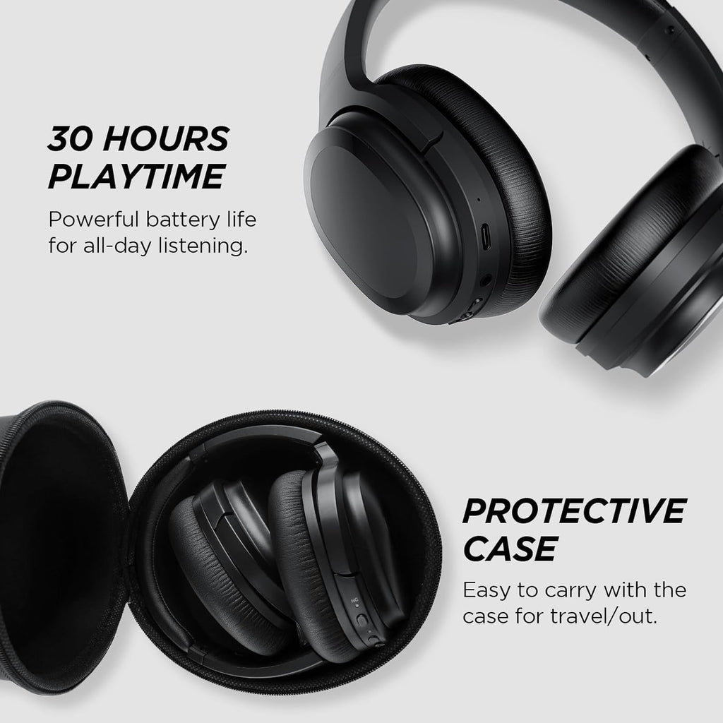 Cowin Hybrid Active Noise Cancelling Headphones Wireless Over Ear Bluetooth Headphones Wireless Headphones with Deep Bass, Clear Calls, Comfortable Fit, 30H, Bluetooth 5.2