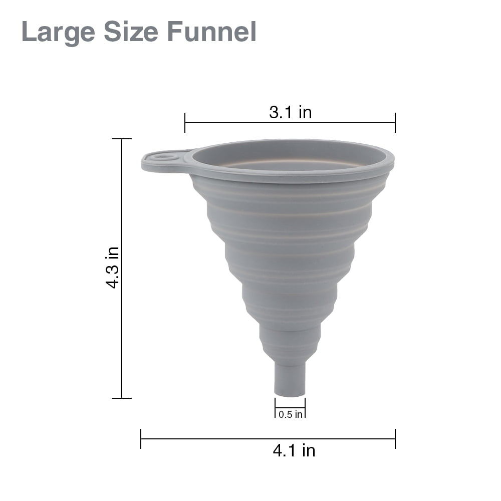 Kitchen Funnel Set Silicone Foldable Funnel Kitchen Gadgets Canning Food Funnel for Wide Mouth Jar Large Medium Small 4 Pack