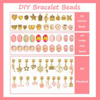 66 Pcs Charm Bracelet Making Kit, DIY Jewelry Making Kit with Pendant Charms Kit and Elastic Strings Crafts Gifts Set for Girls