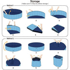 Pet Dog Pool Bath Swimming Tub Kiddie Pool, 48 x 12 inch Collapsible Foldable Portable for Dogs Cats and Kids Blue