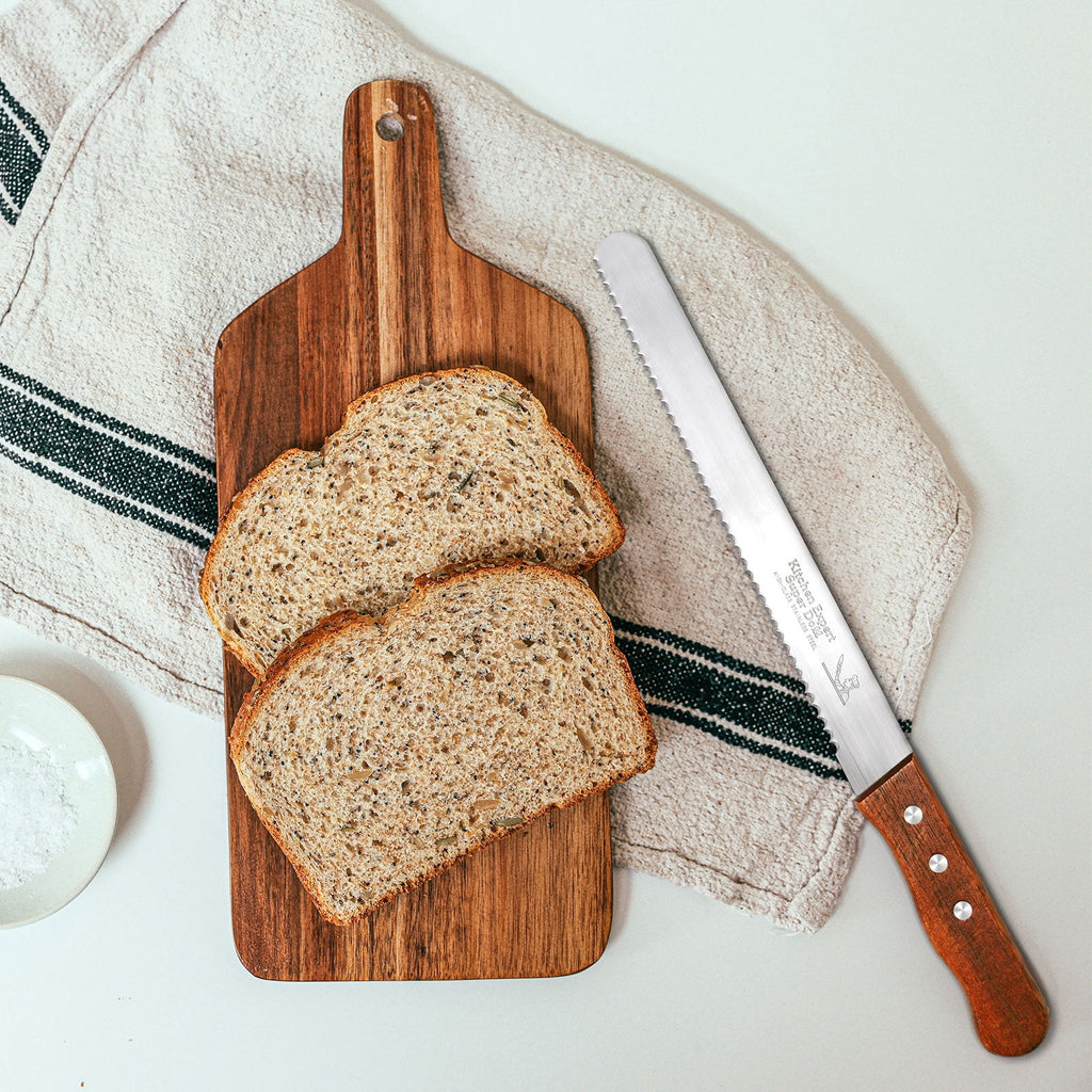 10 inch Bread Knife Serrated Knife Sharp Wavy Edge Bread Cutter Stainless Steel for Slicing Homemade Bread Bagels Cake