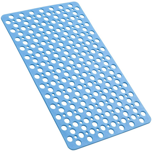 Bathroom Non Slip Shower Mat, 30L x 17W Inch Super Soft PVC Bath Mat with Suction Cup, Soft Bathroom Mat with Drain Hole, Blue