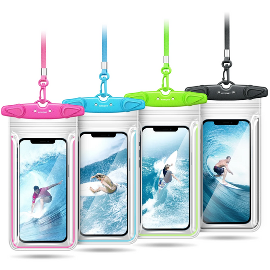 Universal Waterproof Phone Case Bag, 4-Pack IPX8 Waterproof Phone Lanyard Pouch Compatible with iPhone 12/11 Pro Max/Pro/8 Plus