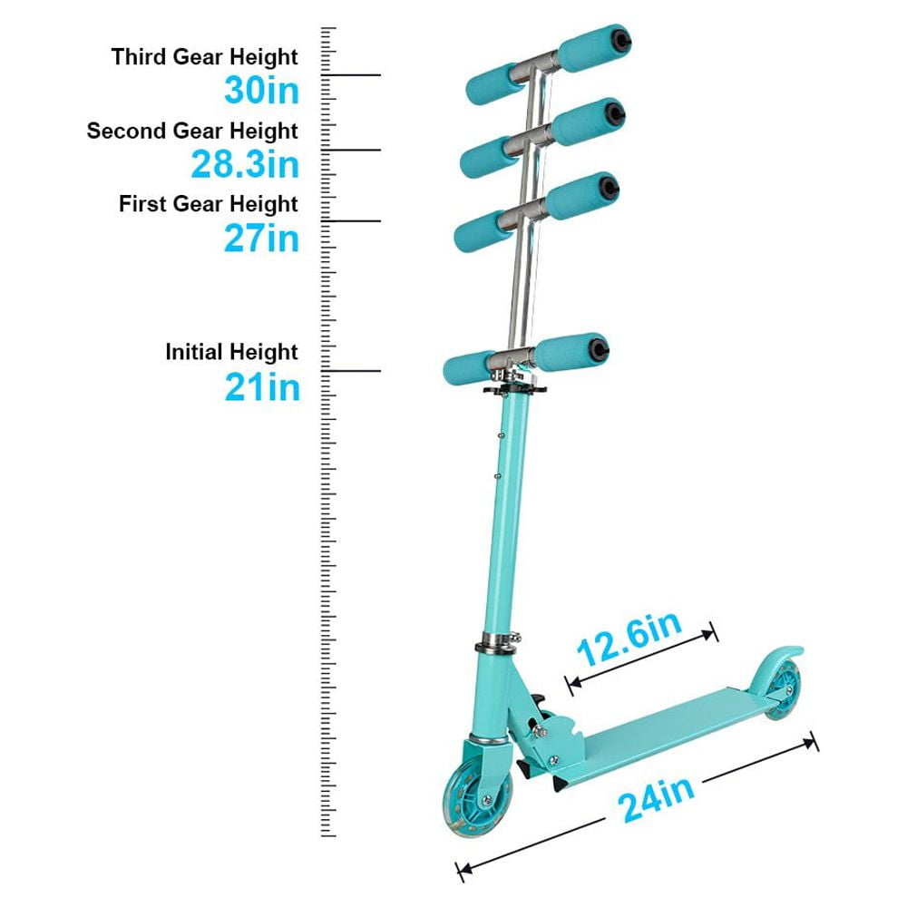 Mighty Rock Scooters for Kids Kick Scooters Adjustable Height Handlebars Foldable with Light-up Wheels for Boys and Girls 6 Years and up