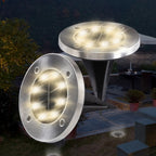 Cowin 8 Pack Solar Ground Lights 8 LED Solar Lights Outdoor Solar Powered Garden Lights Waterproof in-Ground Disk Lights for Patio Pathway Garden Lawn Yard Driveway Deck Walkway