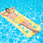 Inflatable Pool Floats Hammock 73 x 34in Adults for Size Water Hammock Lounge with Headrest Floating Pool Lounge Chair for Men and Women (Yellow)