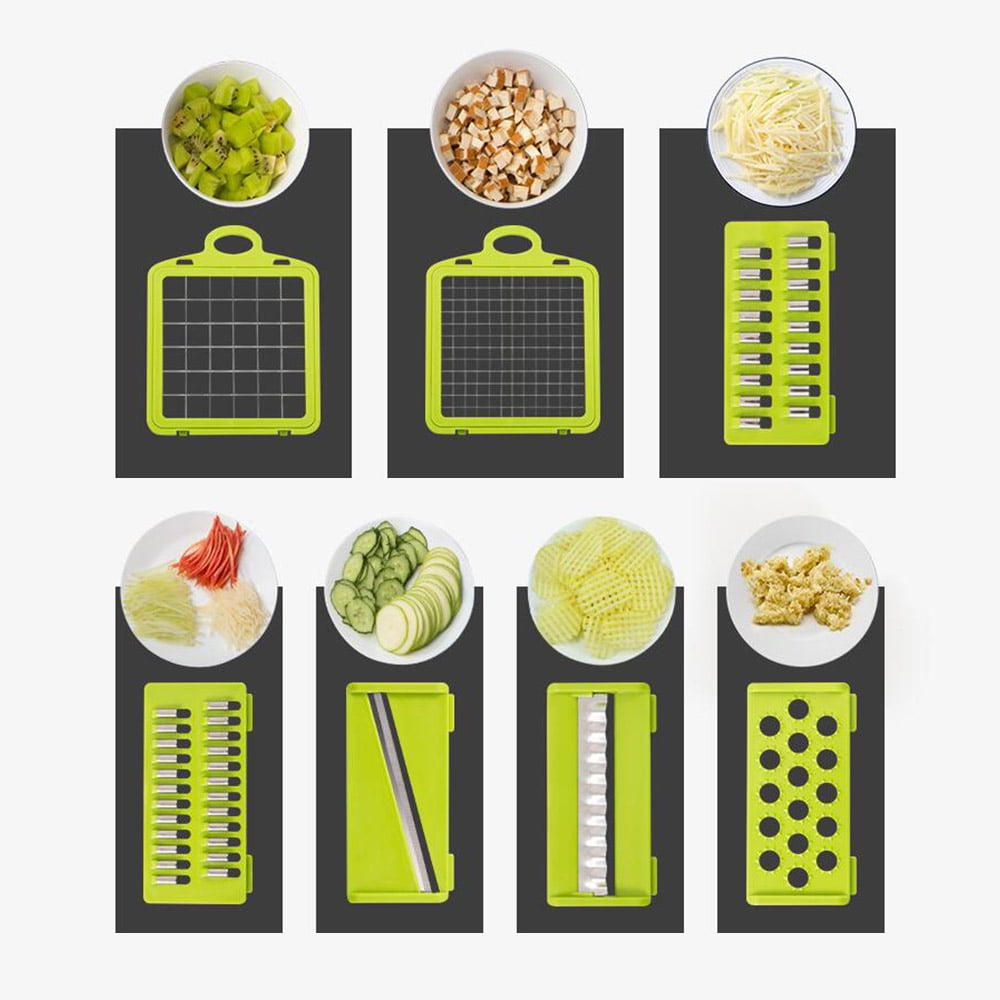 Vegetable Chopper, 14 in 1 Veggie Chopper, Multifunctional Food Chopper with Container 8 Blades Grater Slicer Onion Chopper