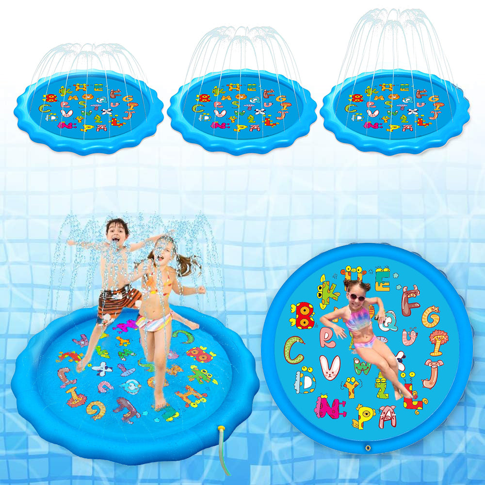 Meidong Splash Pad Sprinkler for Kids Toddlers 67" Splash Water Pad,Outdoor Swimming Pool Splash Play Mat Water Toys for Children for Fun Games Learning Blue