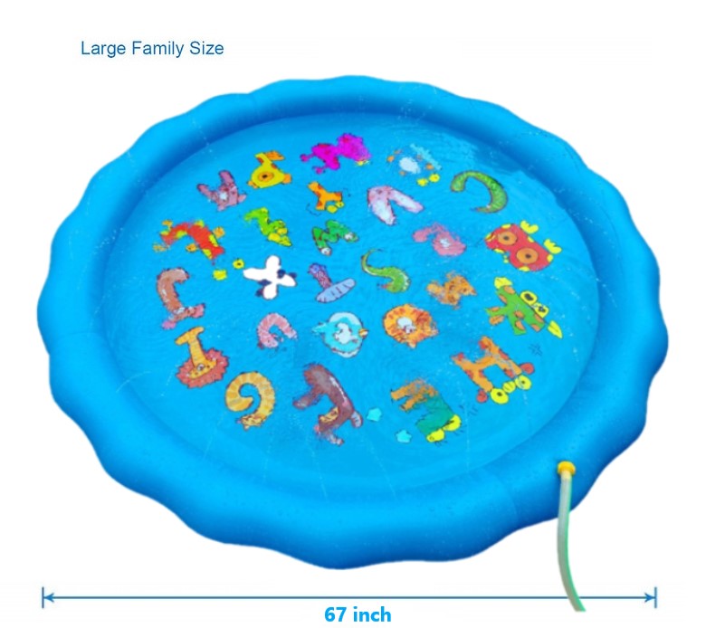 Meidong Splash Pad Sprinkler for Kids Toddlers 67" Splash Water Pad,Outdoor Swimming Pool Splash Play Mat Water Toys for Children for Fun Games Learning Blue