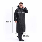 MOVSOU Raincoat Waterproof Men's Long Rain Jacket Lightweight Rainwear Reflective Reusable with Hood