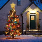 Christmas Tree Topper 12 inch Glitter Gold Star Tree Topper 30 LED Lighted Topper Battery Operated Warm Lights