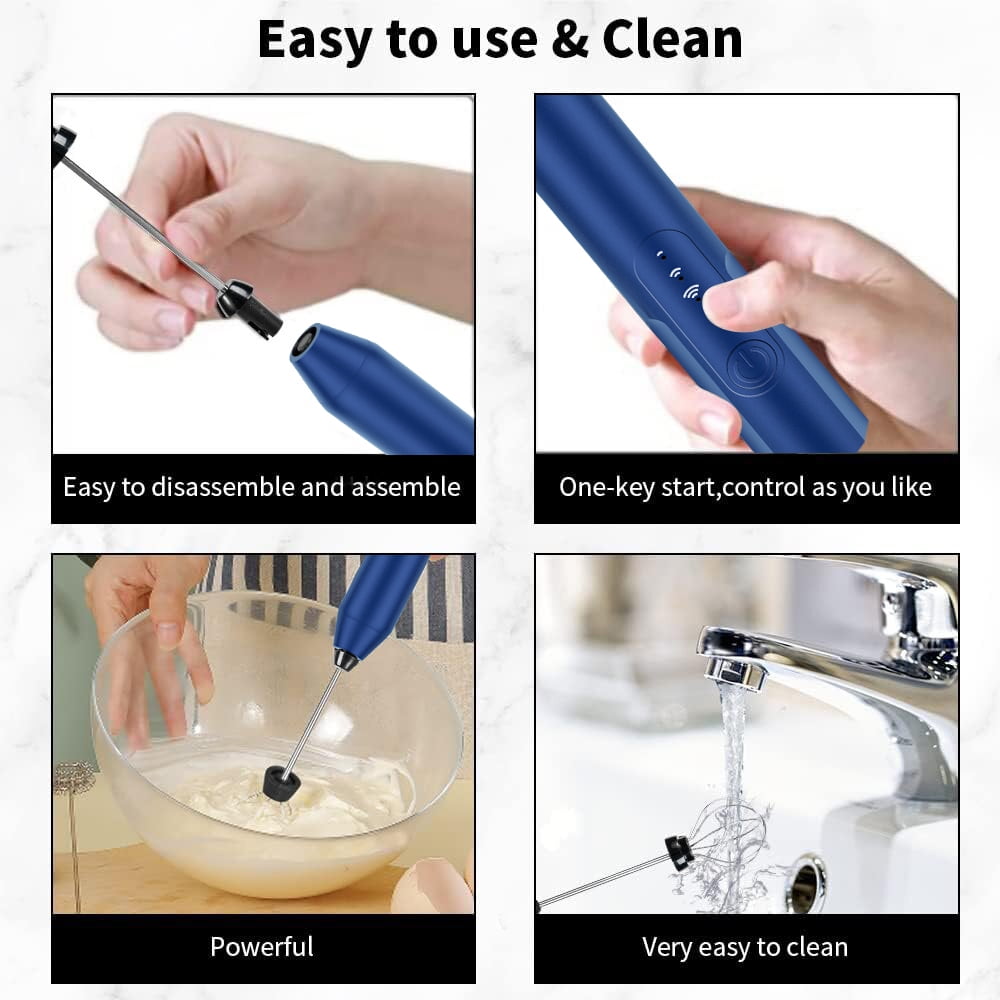 Uncahome Milk Frother Wand Drink Mixer - Handheld Milk Frother Electric Whisk - Easy-Clean Stainless Steel Frother Wand & Mini Blender - Electric Coffee Frother for Milk Coffee Lattes