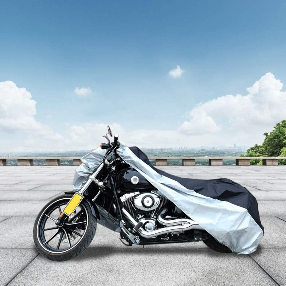 Motorcycle Cover, Waterproof Motorcycle Cover All Weather Outdoor Protection,Oxford , Fit for Length 96" Motors, Blak and Silver