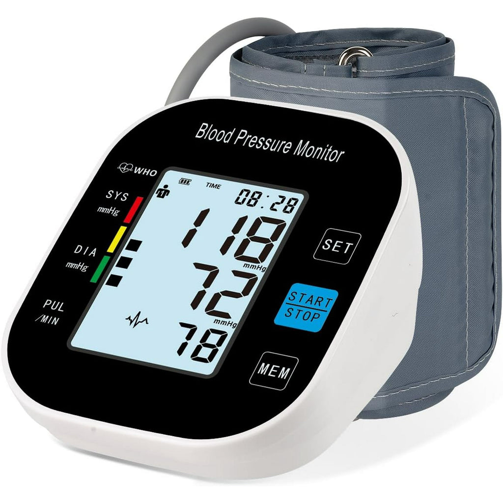 Blood Pressure Monitor for Home Use - Automatic BP Machine with Large Backlit Display High Accuracy for 2 Users with 22-42cm Arm Cuff & Storage Bag (Black)