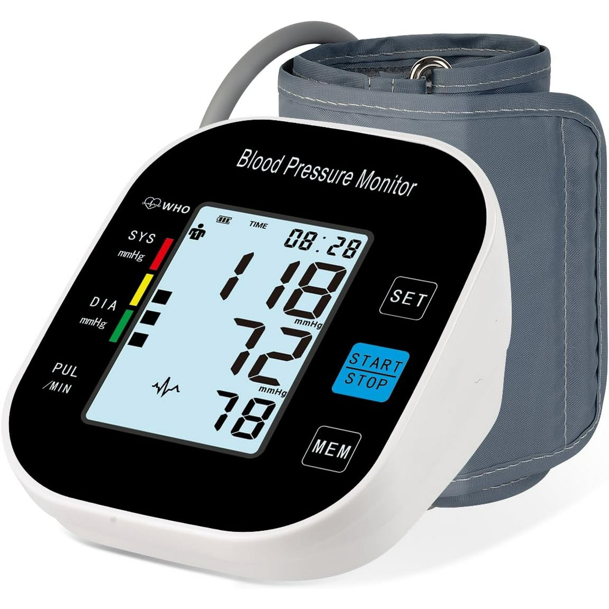 Blood Pressure Monitor for Home Use - Automatic BP Machine with Large Backlit Display High Accuracy for 2 Users with 22-42cm Arm Cuff & Storage Bag (Black)