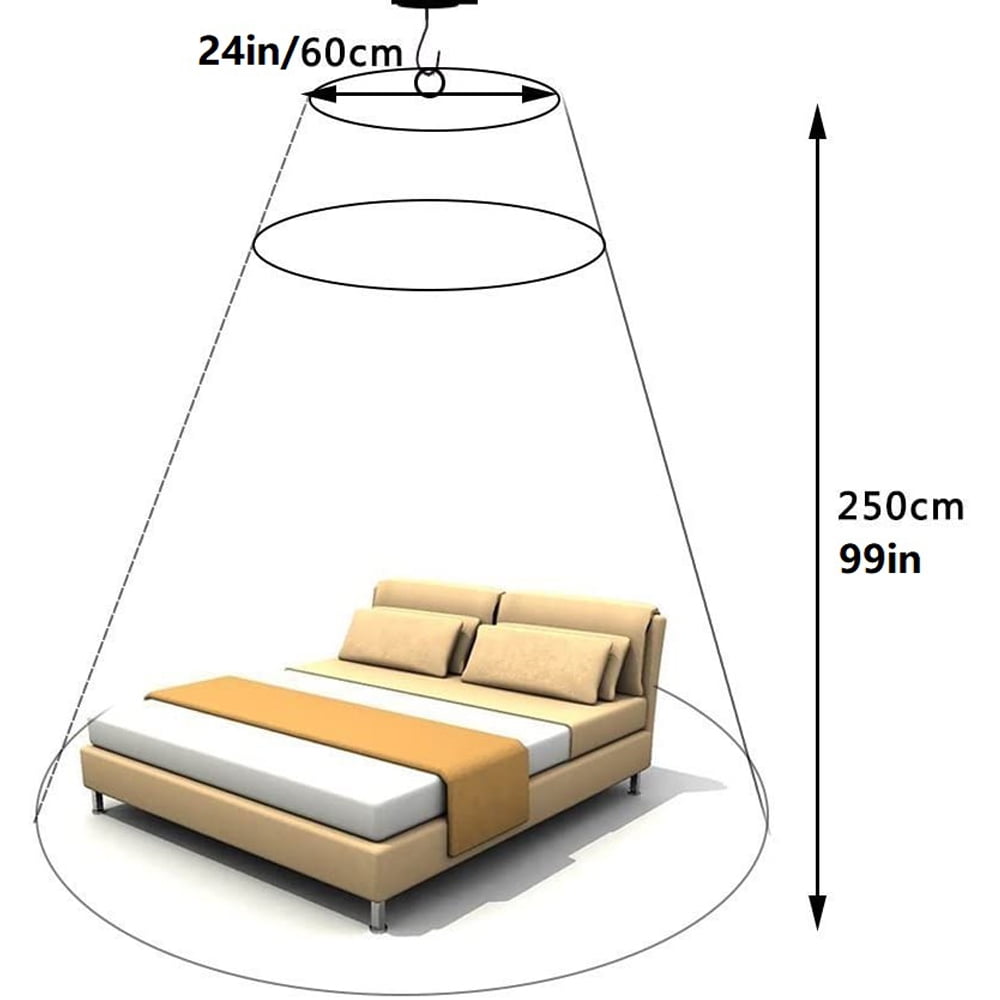 Universal Dome Mosquito Mesh Net Easy Installation Hanging Bed Canopy Netting for Single to King Size Beds Hammocks Cribs(White)