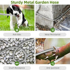 Garden Hose 50 FT,304 Stainless Steel Heavy Duty Water Hose with 7 Function Nozzles No-Kink Rust Proof for Yard Outdoor