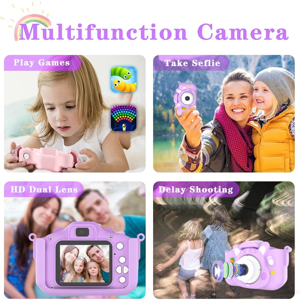 Kids Digital Camera Video Cameras Birthday Gift for Toddler Boy Girl Age 3-8 with 32GB SD Card