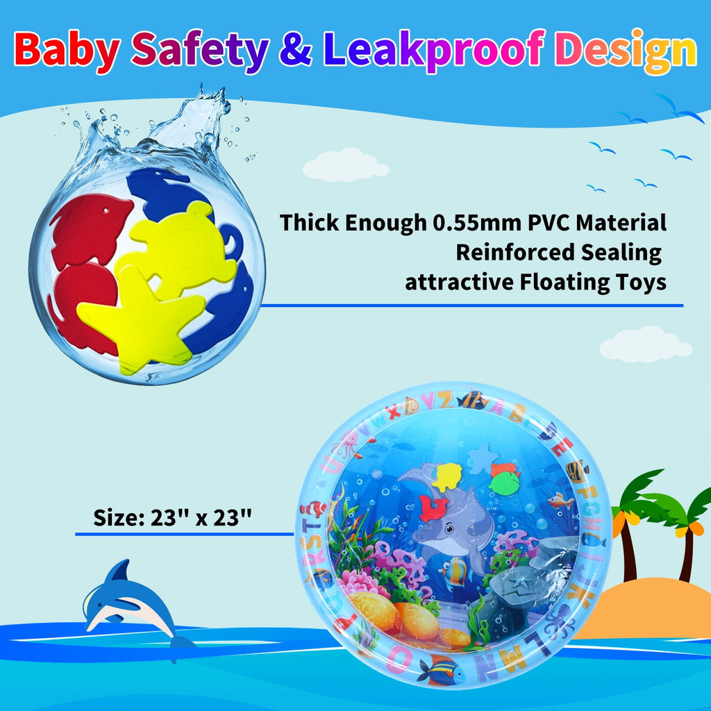 Swtroom Tummy Time Water Mat, Water Play Mat for Babies Inflatable Activity Center, Infant Baby Water Mat for Newborn Infant Toddler Boy Girl, Promote Baby's Growth