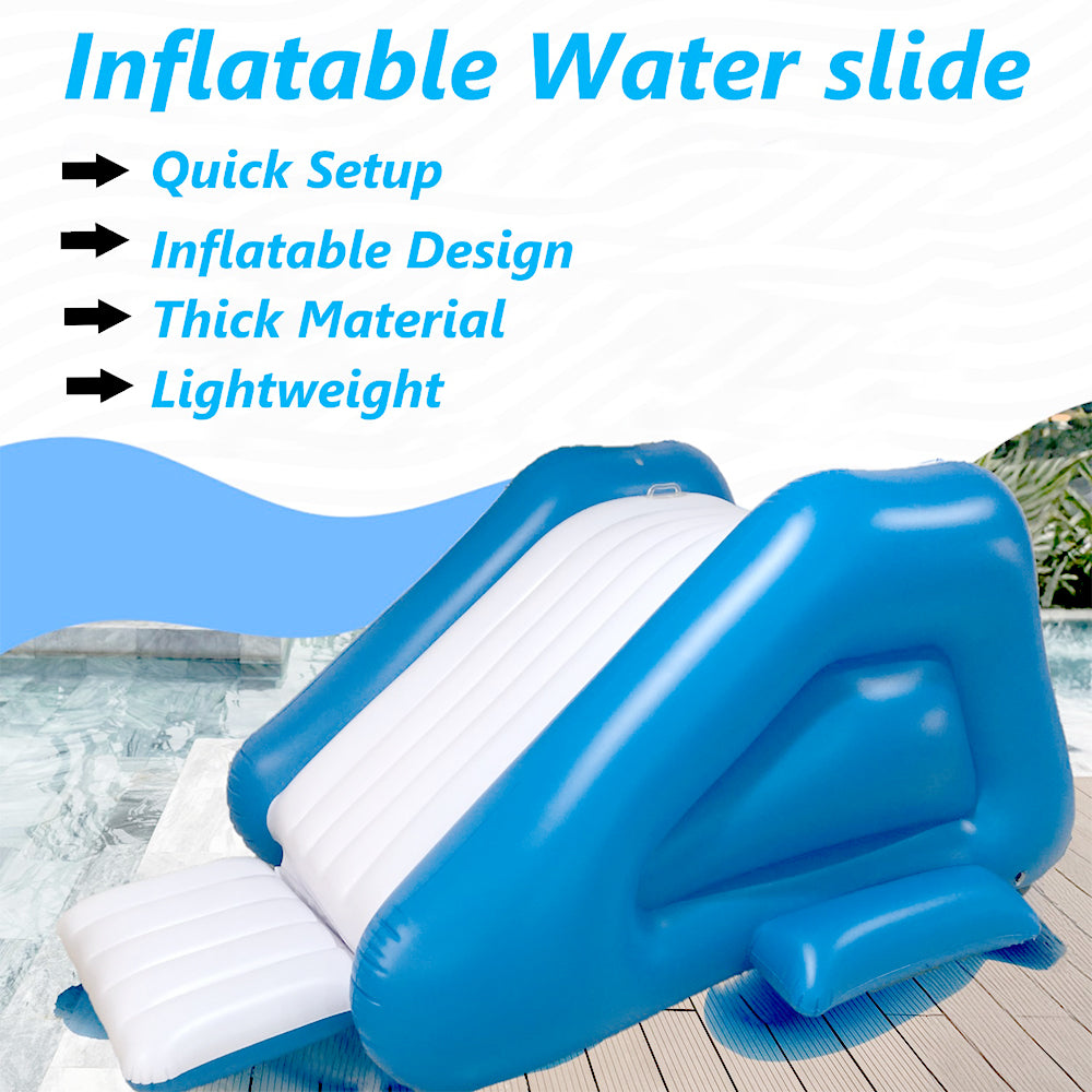 Uncahome Inflatable Water Pool Slide,9.5x4.5x3.6FT Blow Up Pool Waterslide for Kids & Adults,Ages 6 & Up,Blue