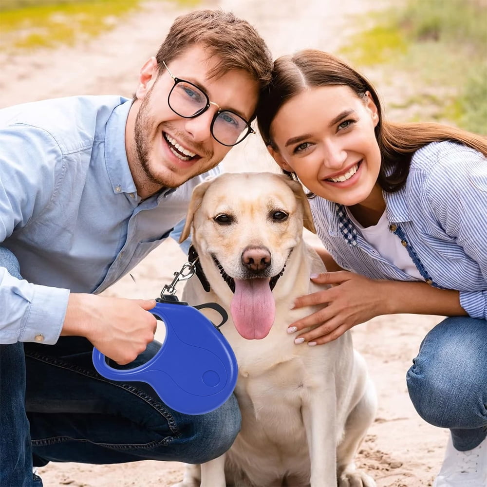 Retractable Dog Leash 16ft Heavy Duty Pet Walking Leash with Anti-Slip Handle Hand Brake Blue