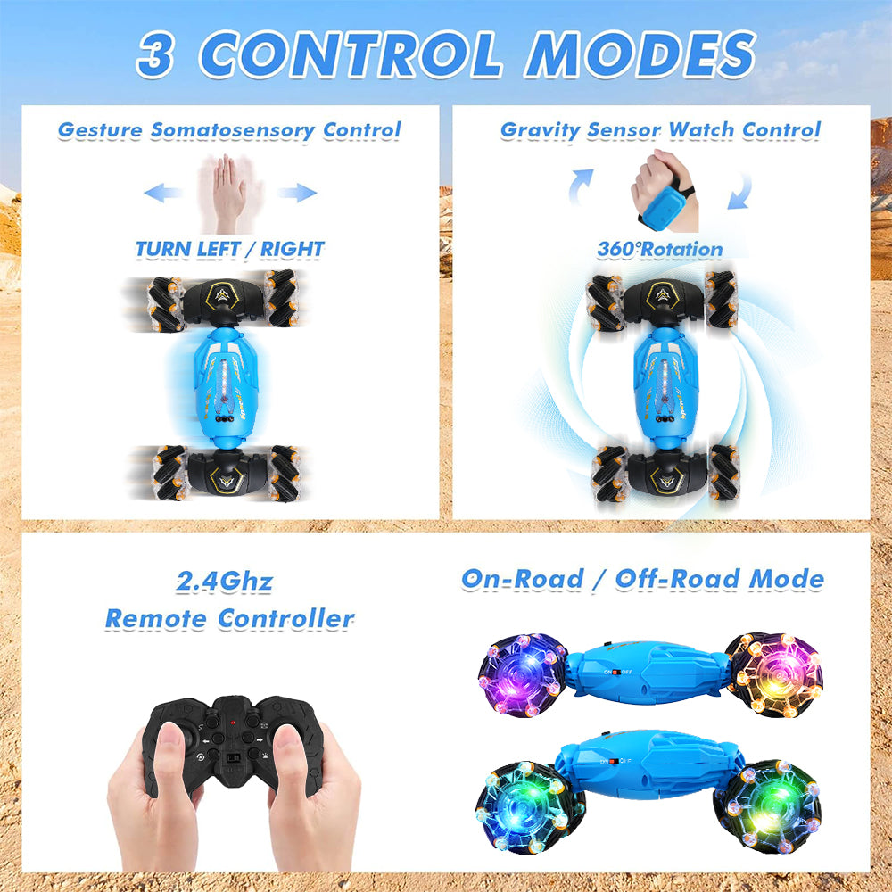 Gesture RC Car Remote Control Car for Kids Gesture Sensing Stunt Car 2.4Ghz 4WD with Light Music for Girls Boys