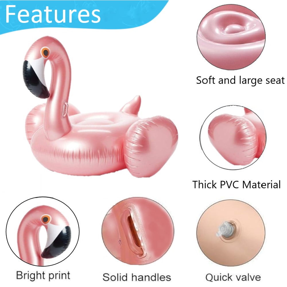 Flamingo Pool Float,Inflatable Giant Flamingo Pool Float,59x33.8'' Swimming Floating Raft Ride,Summer Lake Beach Swimming Pool Toy for Adults & Kids Water Entertainment (Rose Gold)