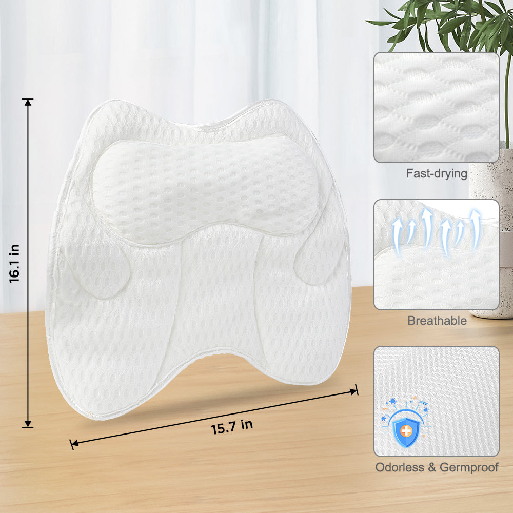 Swtroom Luxury Bath Pillow Relieve Stress and Rejuvenate Bathtub Pillow, Bath Pillows for Tub with a Washing Bag White