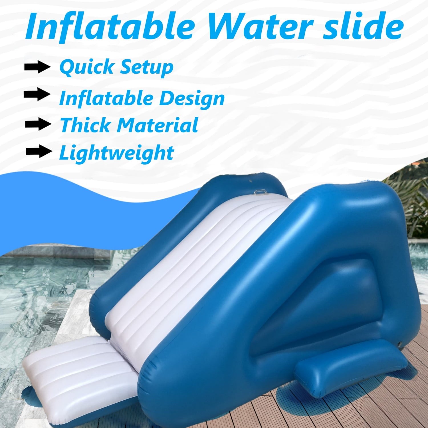 Uncahome Inflatable Water Slide for Pool,Inflatable Pool Slide with Built in Sprayers and Weighted Base for Stability, 9.5x4.5x3.6’’ Blow Up Waterslide for Kids & Adults,Ages 6 & Up,Blue