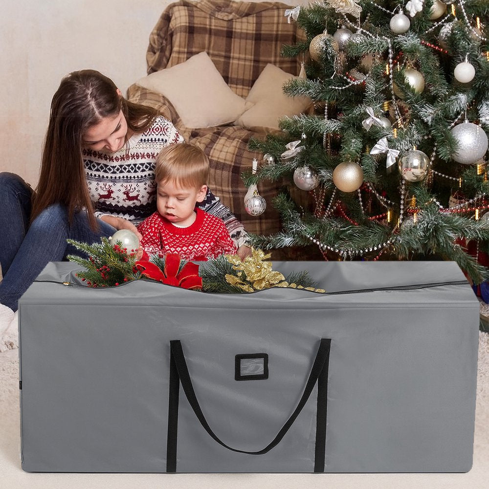Christmas Tree Storage Bag Stores 9 ft Artificial Xmas Holiday Tree,Waterproof Christmas Bags with Reinforced Handles and Zipper, Grey
