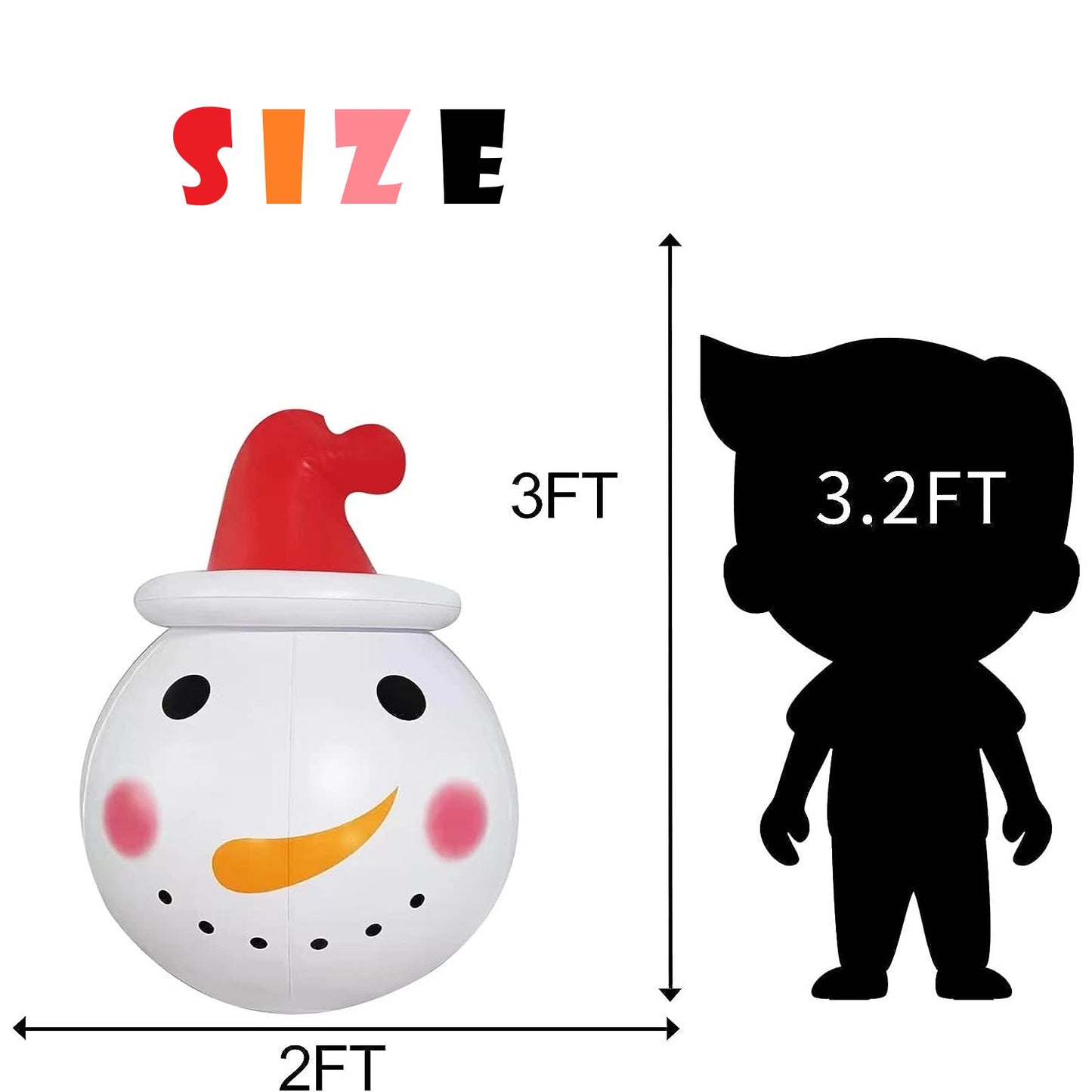 Silensys 3FT Christmas Inflatable Snowman Foldable Outdoor Decoration with Rotating LED Lights for Home Lawn Courtyard Christmas Decorations