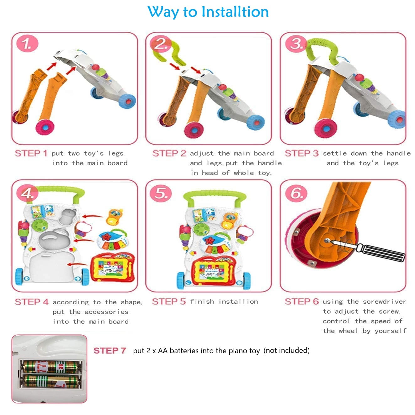 SwFoer Baby Push Walker Sit to Stand Toddler Learning Walker Walking Toys for 6 9 12 18 24 Months