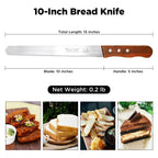 10 inch Bread Knife Serrated Knife Sharp Wavy Edge Bread Cutter Stainless Steel for Slicing Homemade Bread Bagels Cake