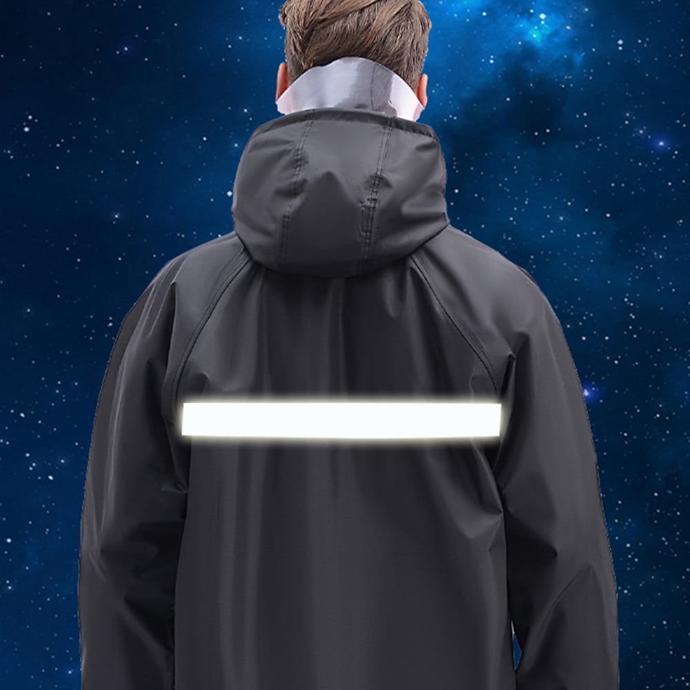 MOVSOU Raincoat Waterproof Men's Long Rain Jacket Lightweight Rainwear Reflective Reusable with Hood