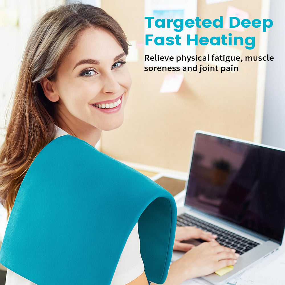 12" x 24" Heating Pad for Back Neck and Shoulder with Washable Removable Soft Cover,3 Heat Settings,Auto Shut off,Blue