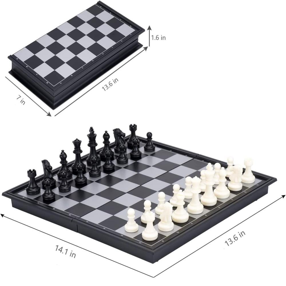 Magnetic Chess Set with Folding Chess Board 15" Foldable Chess Sets Travel Board Games for Kids and Adults