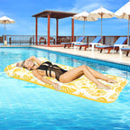 Inflatable Pool Floats Hammock 73 x 34in Adults for Size Water Hammock Lounge with Headrest Floating Pool Lounge Chair for Men and Women (Yellow)