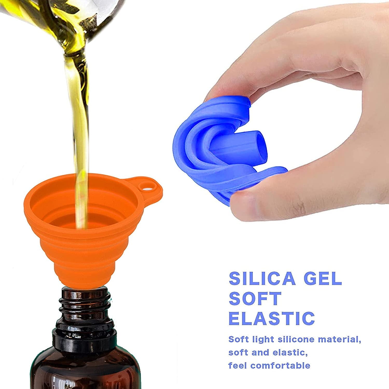Kitchen Funnel Set Silicone Foldable Funnel Kitchen Gadgets Canning Food Funnel for Wide Mouth Jar Large Medium Small 4 Pack