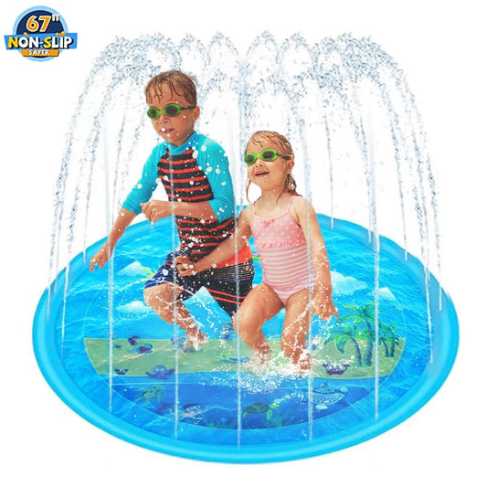 67" Inflatable Splash Pad for Toddlers, Outdoor Sprinkler for Kids, Dog Sprinkler Pool, Inflatable Water Toys Inflatable Wading Baby Poo