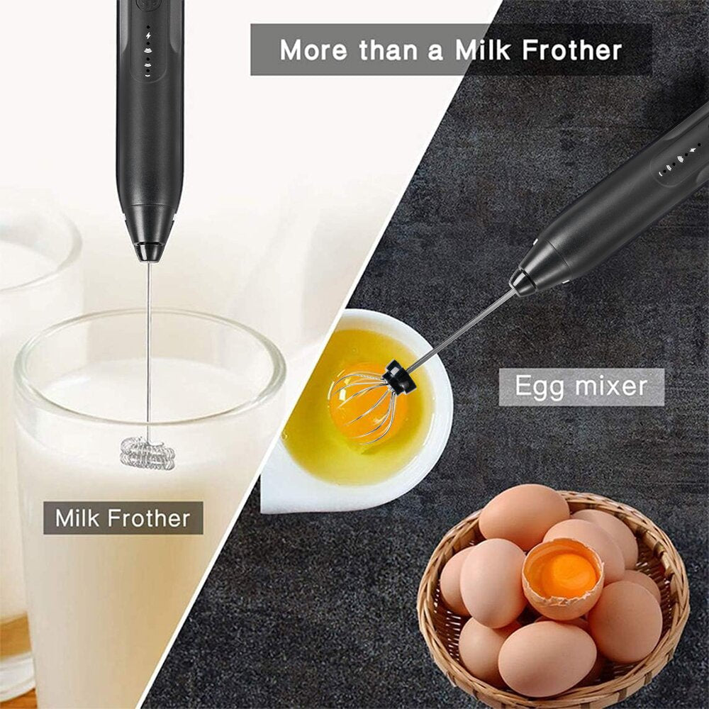 Mighty Rock Electric Milk Frother Handheld Milk Foamer with Coffee Frother 3 Speeds Milk Whisk 2 in 1 Egg Beater Perfect for Coffee, Latte, Cappuccino, Black