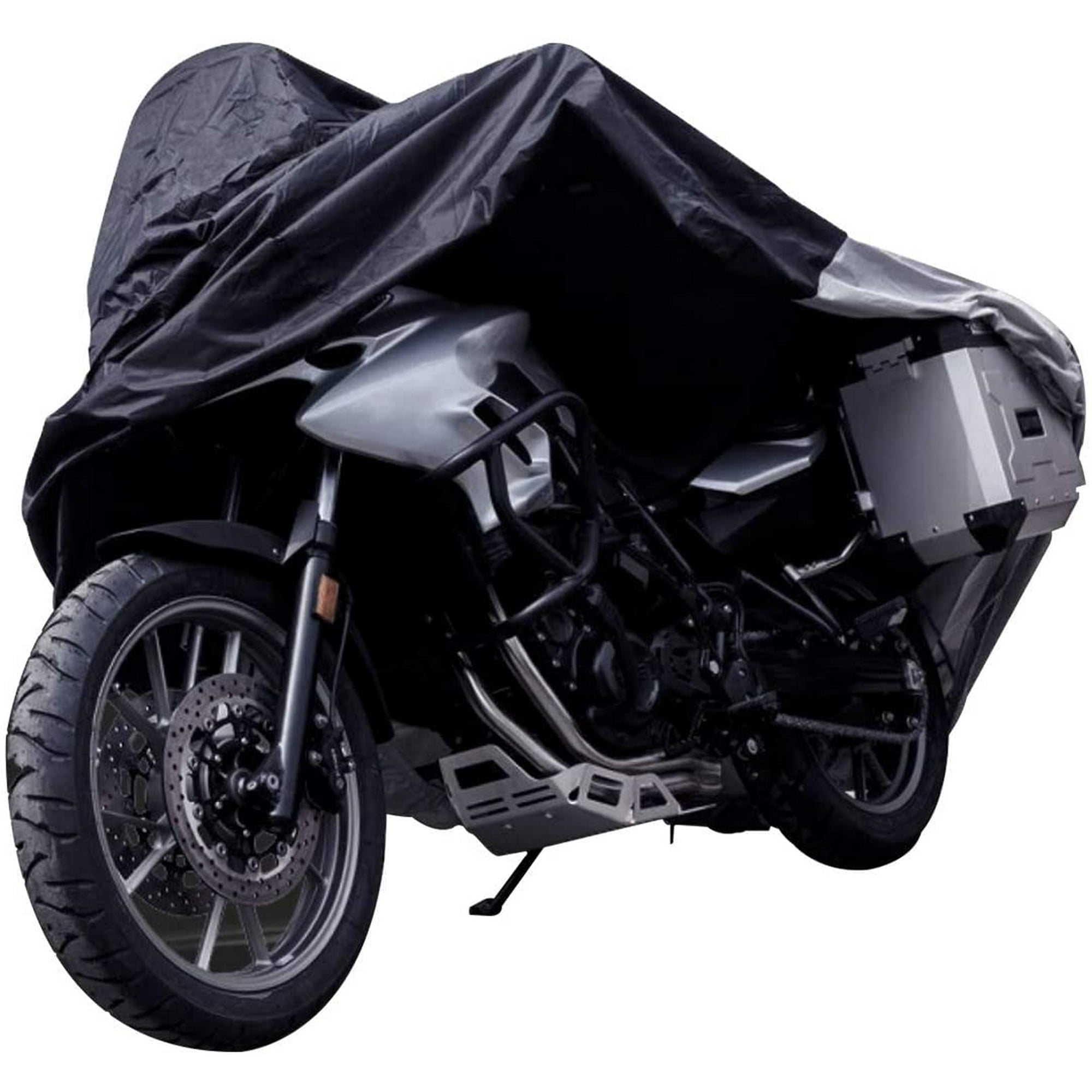 Motorcycle Cover, Waterproof Motorcycle Cover All Weather Outdoor Protection,Oxford , Fit for Length 96" Motors, Blak and Silver