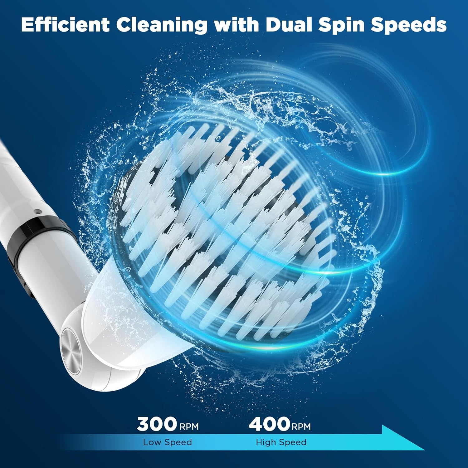 Electric Spin Scrubber,Bathroom Cleaner with Extendable Handle & 4 Brush Heads, Dual Speed & USB-C Charging