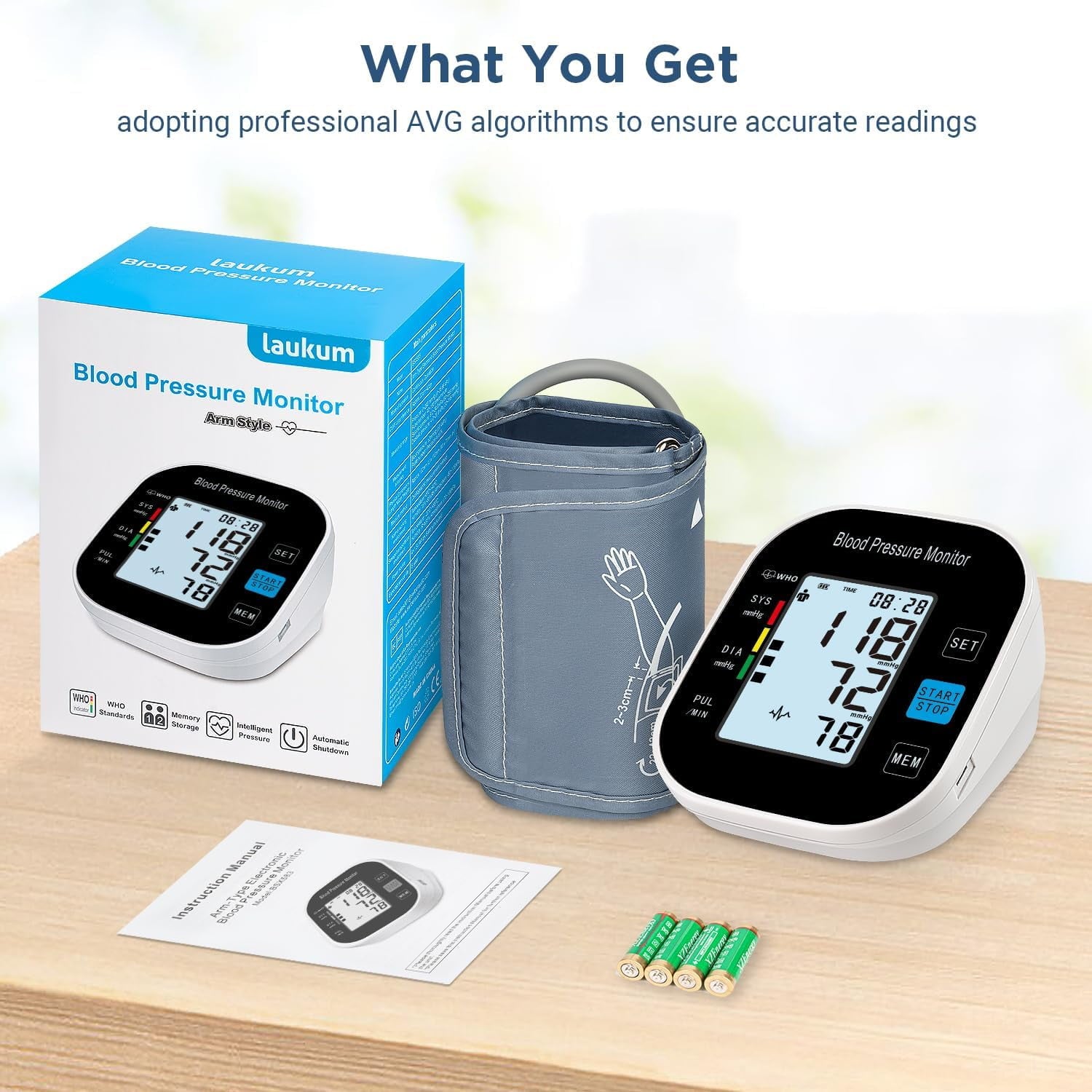 Blood Pressure Monitor for Home Use - Automatic BP Machine with Large Backlit Display High Accuracy for 2 Users with 22-42cm Arm Cuff & Storage Bag (Black)