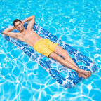 Inflatable Pool Floats Raft Water Hammock Lounge Adults with Headrest Floating Pool Lounge Contour Lounger for Men Women 73 x 34in (Blue)