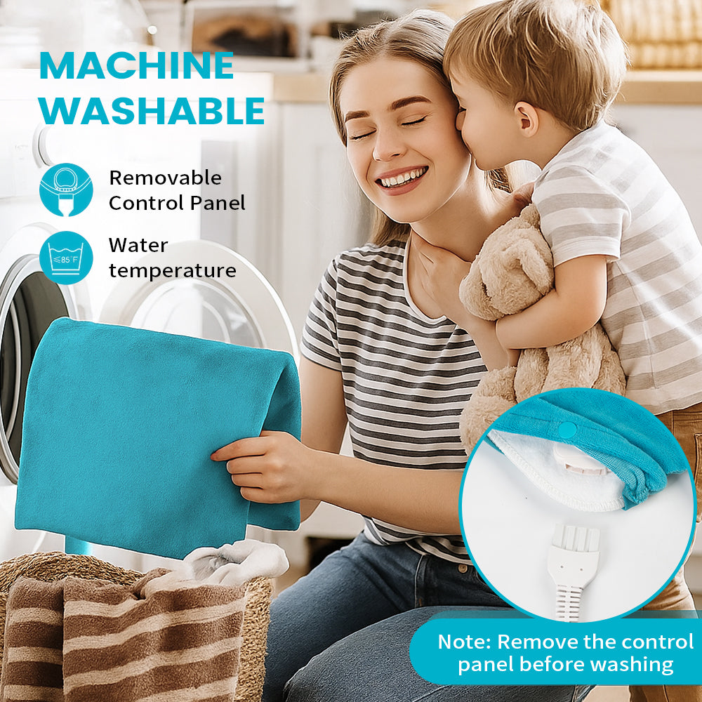 12" x 24" Heating Pad for Back Neck and Shoulder with Washable Removable Soft Cover,3 Heat Settings,Auto Shut off,Blue