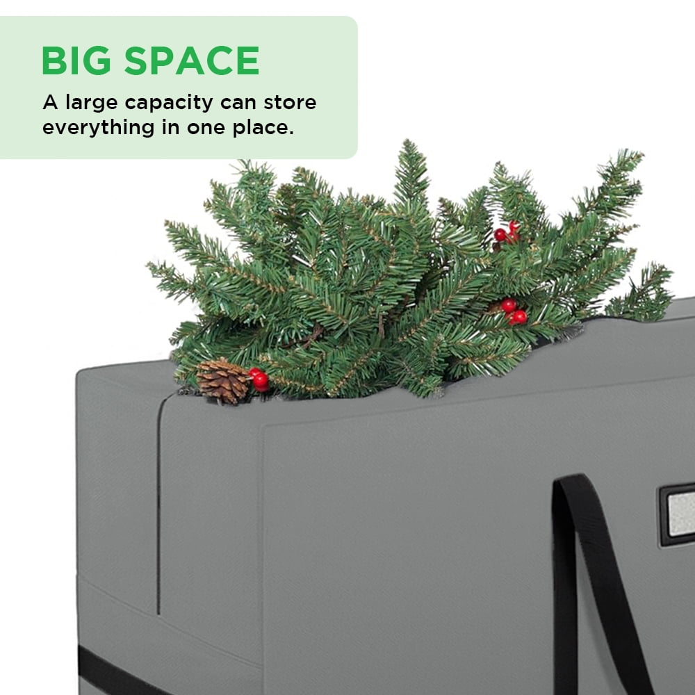Christmas Tree Storage Bag Stores 9 ft Artificial Xmas Holiday Tree,Waterproof Christmas Bags with Reinforced Handles and Zipper, Grey