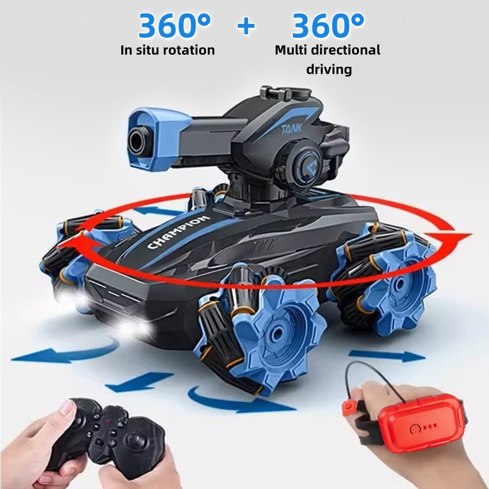 RC Tank Remote Control Car Stunt Car Gesture Sensing for Kids 4WD All Terrain 360°Rotating Fun Outdoor Toys Creative Gift