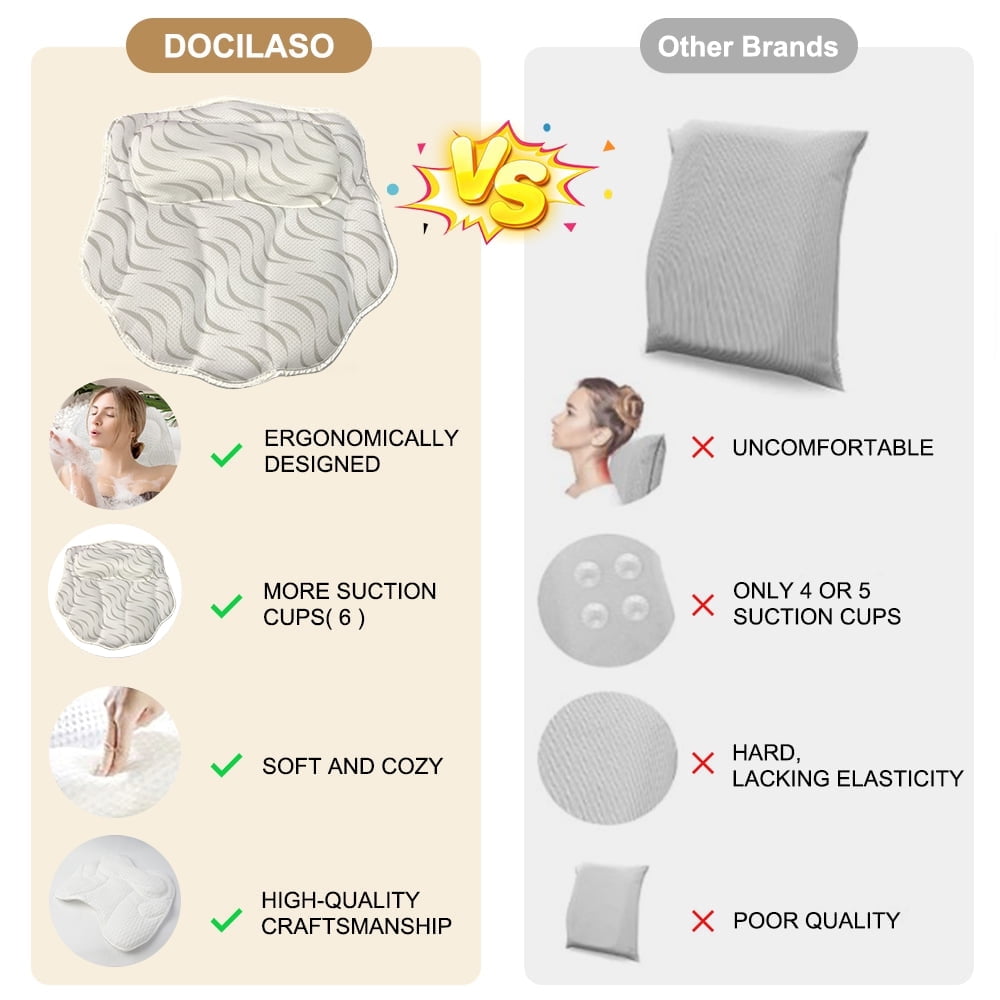 Uncahome Luxury Bath Pillow Relieve Stress and Rejuvenate Bathtub Pillow, Bath Pillows for Tub with a Washing Bag White